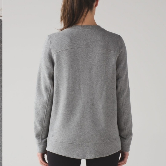 Lululemon Fleece Be True Crewneck Quilted Sweater Side Zippers Heathered Grey 4 - Picture 2 of 16